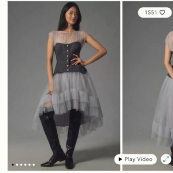 By Anthropologie Sheer TulleCorset Twofer Midi Dress